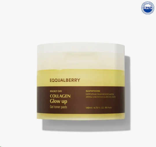 Eqqualberry – Collagen Glow Up Gel Toner Pads, 140ml/60pads
